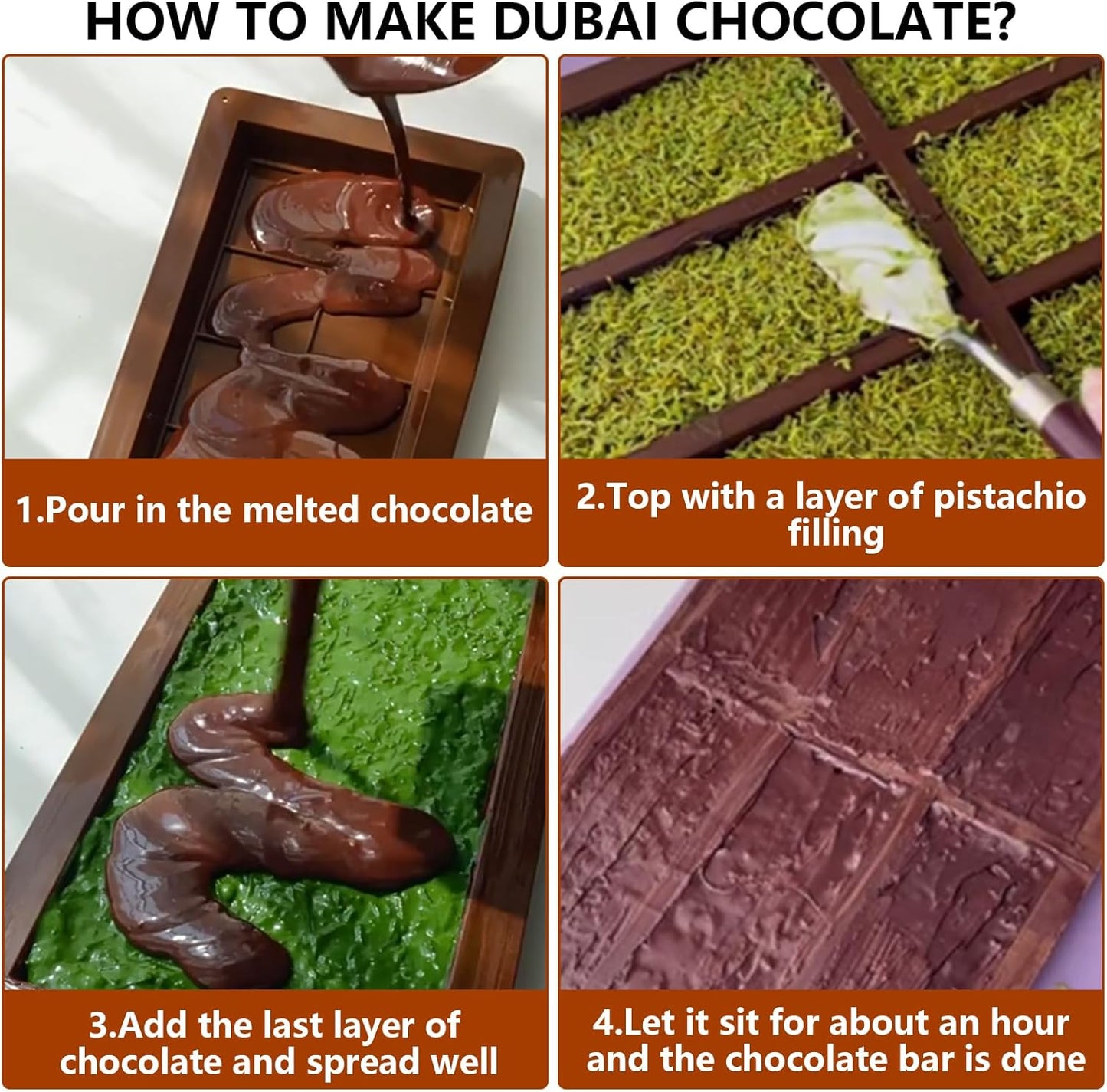 Bcautay Set 100pcs Chocolate Bar Molds Silicone Snap Bars Making Food Grade Break-Apart Chocolate Molds with Storage