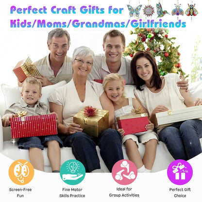 5Pcs Diamond art Kits for Kids/Adults, Crafts for Kids Ages 8-12, DIY Diamond Painting art Wind Chimes Crystal Window Suncatcher Craft, Birthday Gifts for 7 8 9 10 11 Year Old Girls, Home Garden Decor