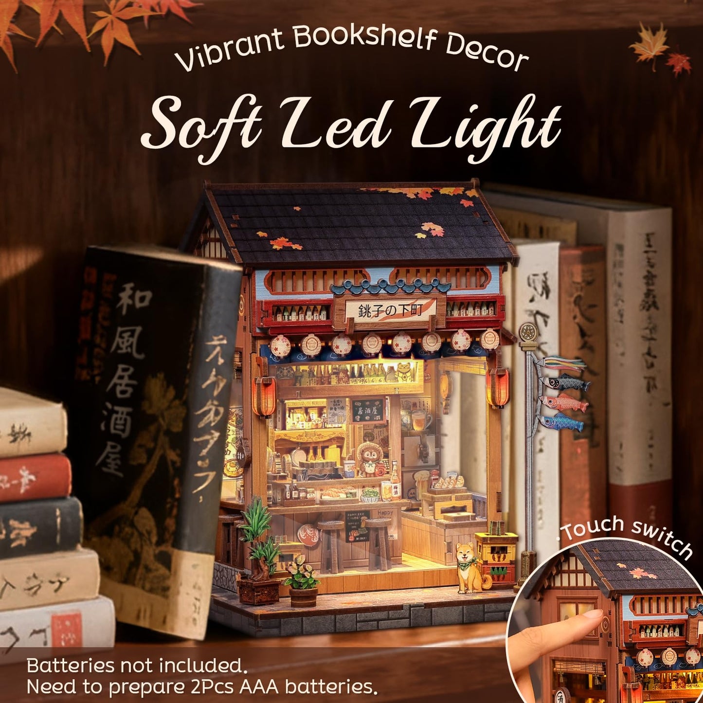Cutefun Book Nook Kit - DIY Miniature Dollhouse Kit for Adults, Teens and Beginners, Japanese Booknook Tiny House Bookshelf Decor 3D Wooden Puzzles, Gifts for Friends and Family (Japanese Izakaya)