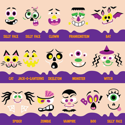 JOYIN 16 Packs Halloween Pumpkin Decorating Stickers Foam Craft Kit, Halloween Party Favors for Kids, Party Supplies Arts Activities, Jack O Lantern Face Sticker School Games Gifts