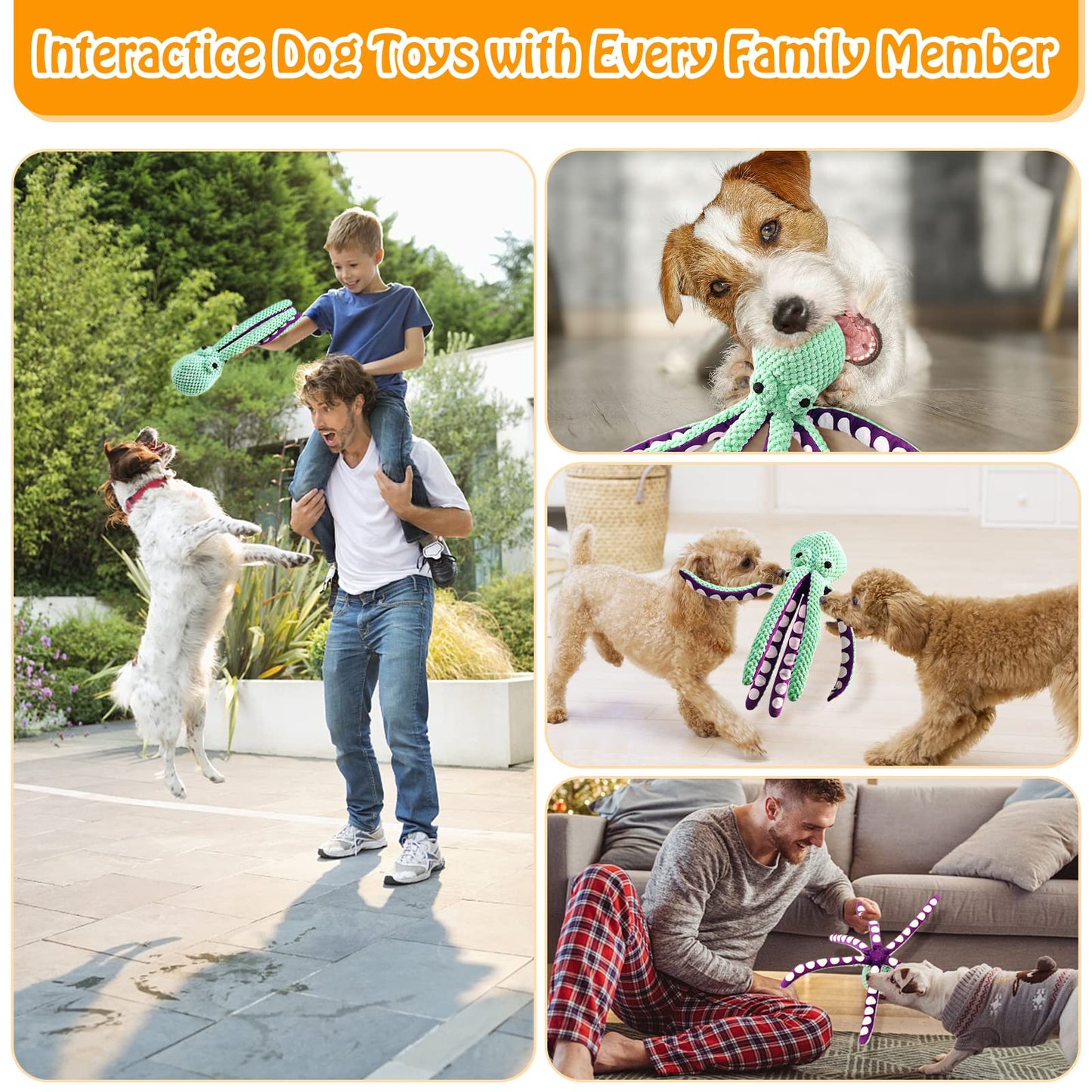 Fuufome Large Squeaky Dog Toys- Plush Dog Toys with Soft Fabric for Small, Medium, and Large Dogs Daily Companionship, Training Reward Gift