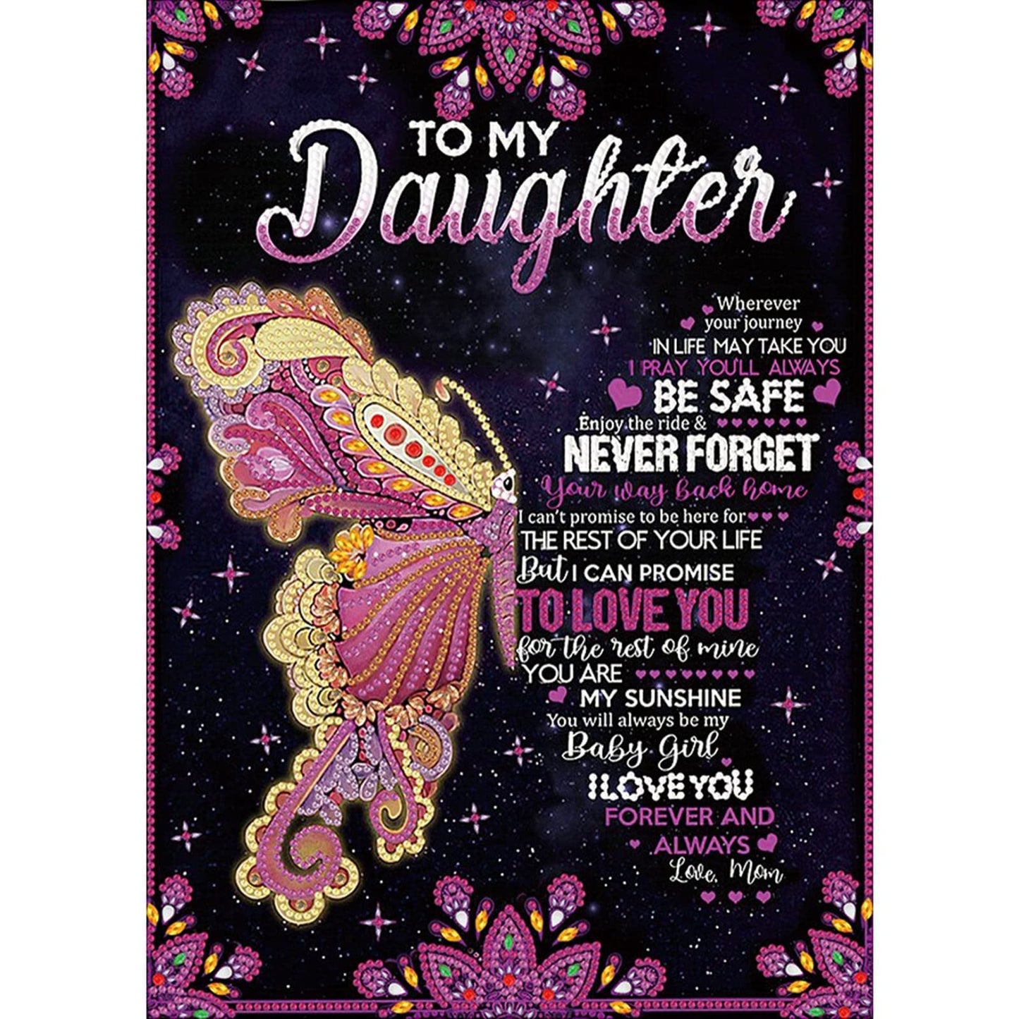 JOYSTRY Diamond Art Dots Painting Kits for Adults, DIY to My Daughter Paint with Diamonds Partial Drill Special Shaped Gem Jewel Crystal Painting Kit for Home Wall Decoration (to My Daughter 16x12in)