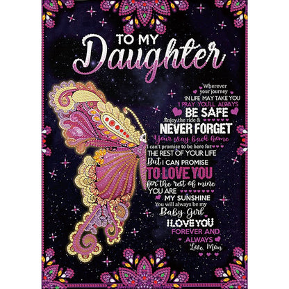 JOYSTRY Diamond Art Dots Painting Kits for Adults, DIY to My Daughter Paint with Diamonds Partial Drill Special Shaped Gem Jewel Crystal Painting Kit for Home Wall Decoration (to My Daughter 16x12in)