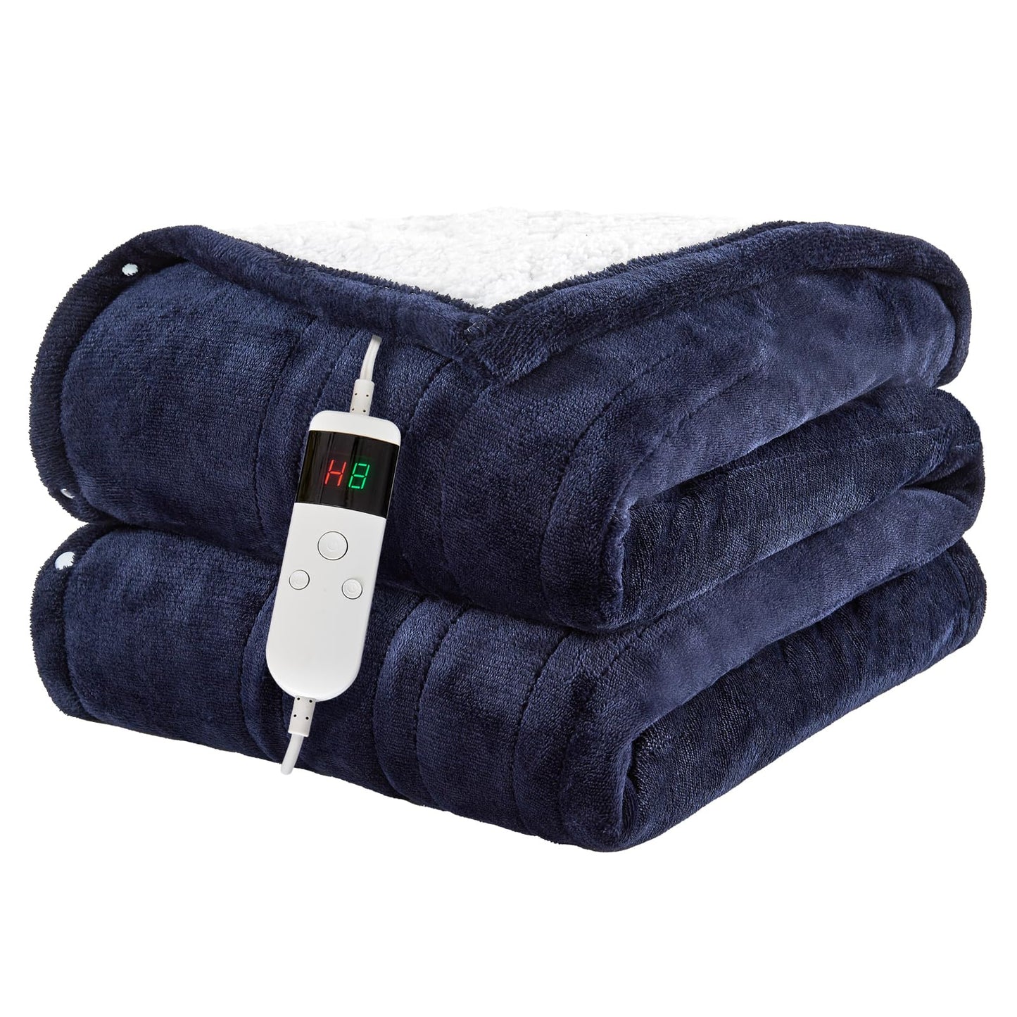 Electric Blanket Heated Throw, Soft Flannel Heating Blanket with 8 Hours Auto Off 10 Fast Heating Levels Machine Washable Sherpa Heated Blanket with Overheating Protection