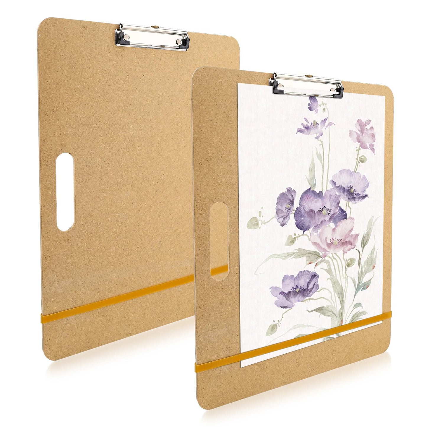 2PCS Wooden Sketching Boards, 13×17in Portable Art Painting Clipboards with Stainless Steel Clips and Elastic Straps, Drawing Supplies for Outdoor Sketching and Studio Use