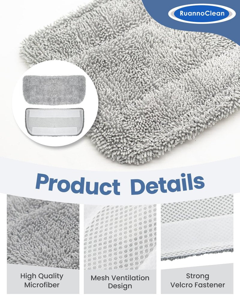 RuannoClean Steam Mop Pads Compatible with GorFanty Steam Mop GF-6610B & GF-6610, Replacement Mop Pads Compatible With Neugo NE033 NE033M Series Steam Mop, Washable & Reusable Microfiber Cloth -4 Pack