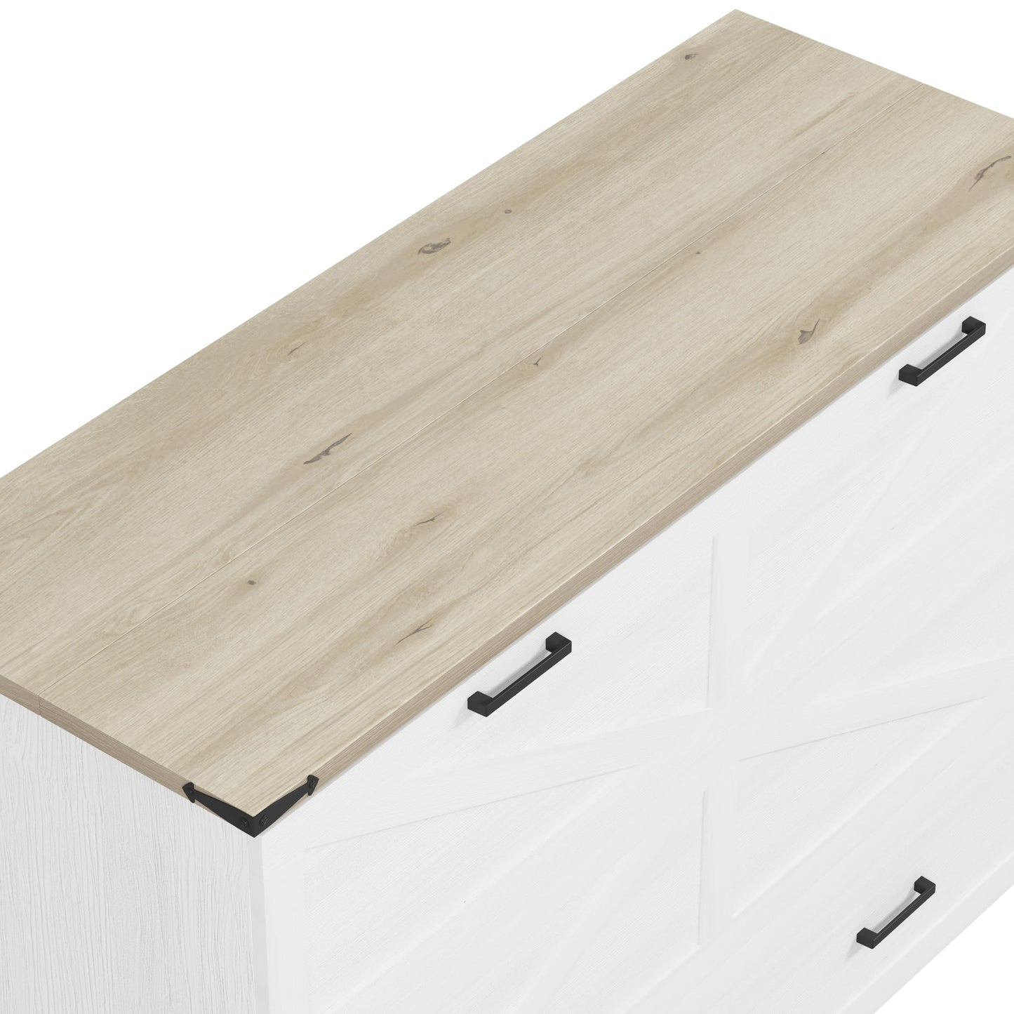 Ball & Cast Murphy Bed Queen,Farmhouse Hideaway Cabinet Bed with Charging Station and Large Storage Drawer,Foldable Wall Murphy Beds w/Slat Support,Space-Saving Furniture for Study,Office,White