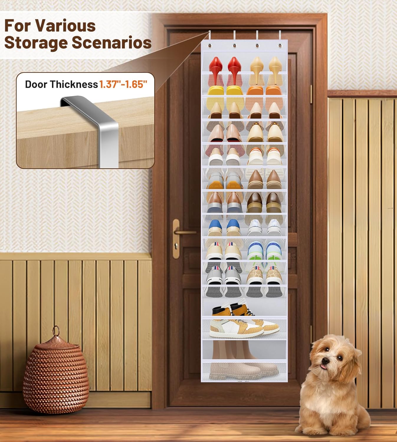 12 Closet 24 MISSLO Tier Over the Door Shoe Organizer Large Capacity Hanging Shoe Rack for Storage Narrow Sneaker