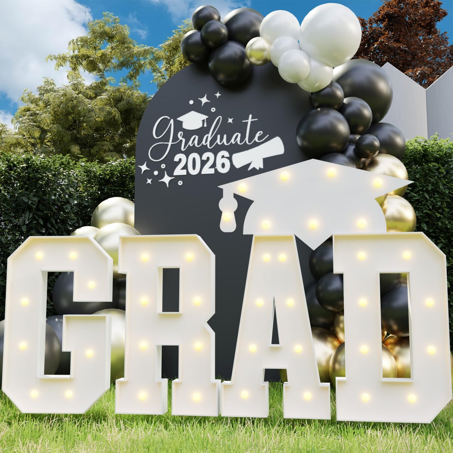 Graduation Decorations 2026, 2.3FT GRAD Marquee Letters for Graduation Party Decorations, GRAD Light Up Letters Kindergarten Graduation for Preschool High School College, GRAD, 4 Pcs