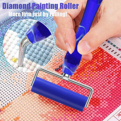 Diamond Painting Art Drill Bead Dot Pen Kit with Ergonomic 45° Screw Metal Tips Nibs Placers Roller Tool Accessories, Diamond Art Putty, Diamond Painting Tray, Tweezer (Blue 1246 Beads)
