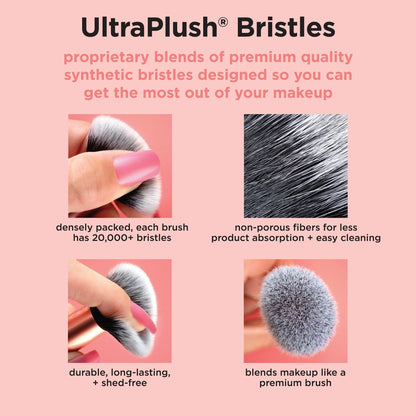Real Techniques Matte & Merry Ultimate Blending 4 Piece Holiday Gift Set, Foundation Makeup Sponge, Dual-Sided Powder Puff, & 2 Makeup Brushes, Kitten Paw Brush, Stocking Stuffer, Limited Edition