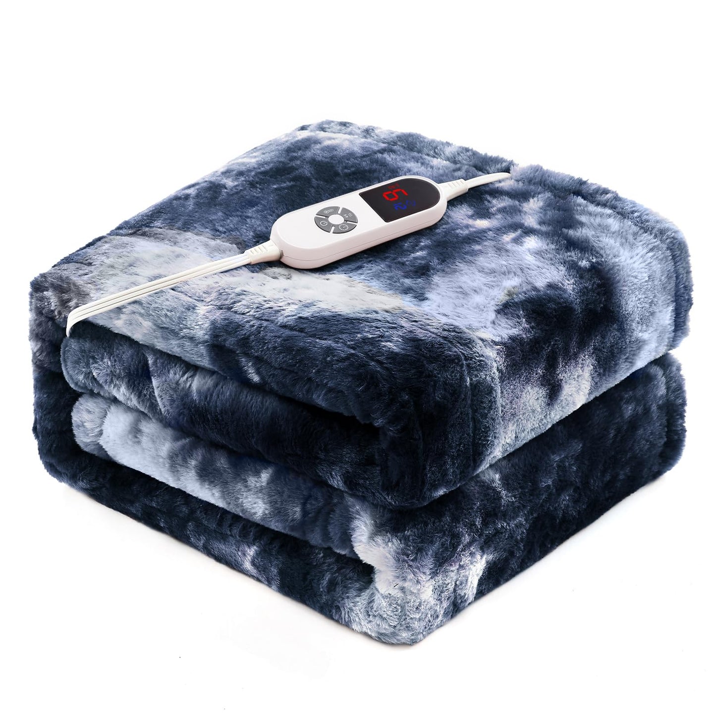 Electric Heated Blanket 50"x60",Luxury Grey Faux Fur Electric Throw Blanket,Fast Heating Soft Fluffy Thick Electric Blanket with 6 Heating Levels & 12H Auto Off