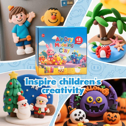 48 Colors Air Dry Modeling Clay with Bonus 2 White, Ultra Light Molding Clay Kit & Tools Gift Set for Kids Boys Girls, Soft Non-Sticky Magic Clay for Art Crafts