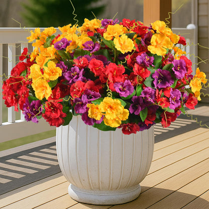 Artificial Flowers for Outdoors 6 Bundles UV Resistant Silk Flowers for Outside, Real Touch Faux Hibiscus Bouquets Tropical Faux Plants Fake Flowers for Outside Planter Front Porch Yard Home Decor