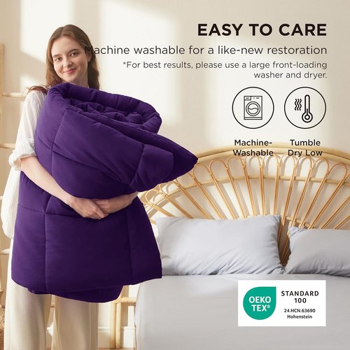 Bedsure Comforter Duvet Insert - All-Season Quilted Down Alternative Bedding, Full Size, Purple 86 x 82 Inches