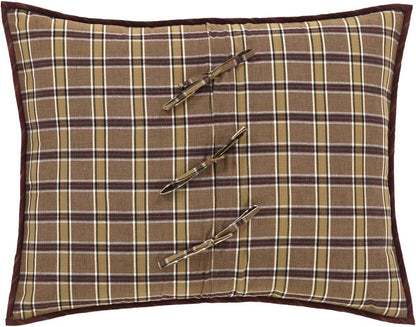 VHC Brands Wyatt Standard Sham 21x27, Patchwork Tan Bedding Accessory