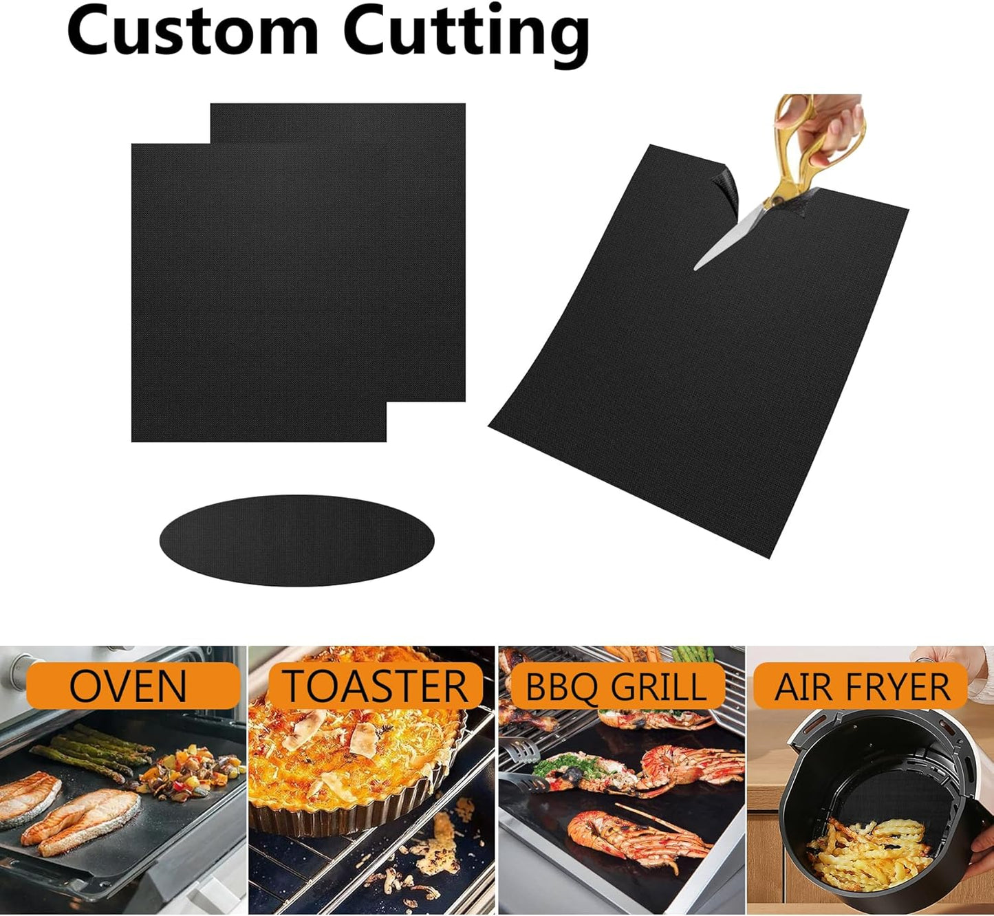 UBeesize 4 Pack Large Oven Liners, 16x24 Inch Heavy Duty Non Stick Teflon Mats for Ovens