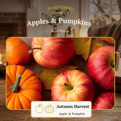 McCall’s Candles | Apples & Pumpkins | 16 oz Scented Candle | USA-Poured | Vintage Rustic Jar with Carrying Handle | Warm Spiced Harvest Fragrance