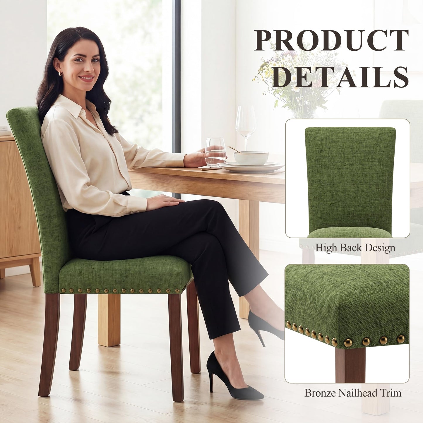 COLAMY Upholstered Parsons Dining Chairs Set of 4