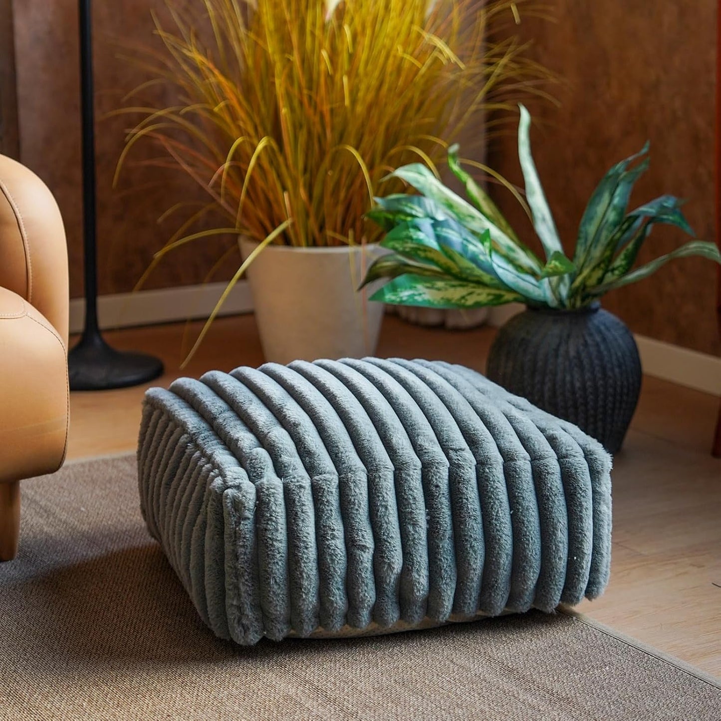 20x20x8 Inches Unstuffed Pouf Ottoman Cover Soft Storage Extra Seat Farmhouse Comfortable Bohemian Poufs Accent