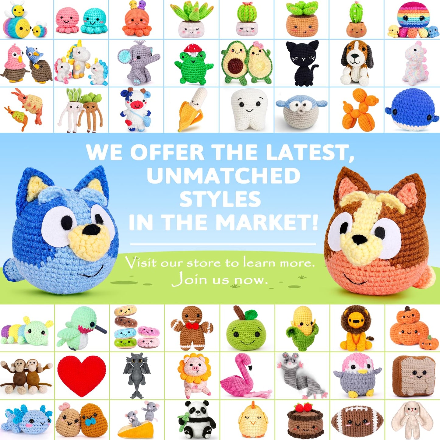 Acehochen Crochet Kit for Beginners, Beginner Crochet Kit for Adults with Step-by-Step Video Tutorials, Crochet Animal Kits Knitting Supplies (2 Pack)