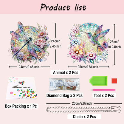 Muzagroo Art 5D Hummingbird Diamond Art Kits for Adults, Hanging Ornament Kits for Windows, DIY Special Shaped Diamond Art Suncathcer, Crystal Window Hanging Pendant Ornament 2PCS (Hummingbird)