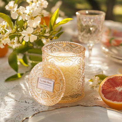 LA JOLIE MUSE Yuzu & Neroli Scented Candles for Home | Non Toxic Natural Soy | Luxury Jar Candle Gifts for Women | Citrus Orange | 40 Hrs