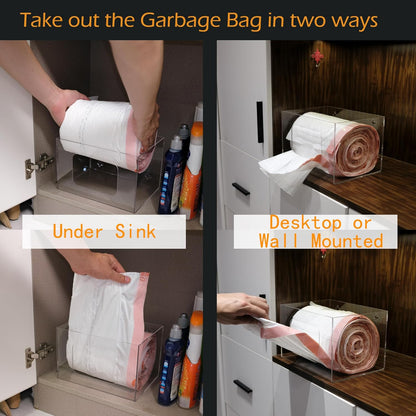 Extra Large Trash Bag Dispenser Roll Holder, Wall Mount Acrylic Kitchen Under Sink Organizer for 13 30 33 Gallon