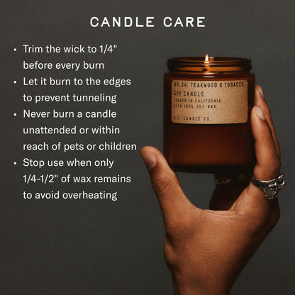 P.F. Candle Co. Piñon Classic Standard Scented Soy Wax Candle (7.2 oz) 40-50 Hour Burn Time, Amber Glass Jar, Made in The U.S.A.