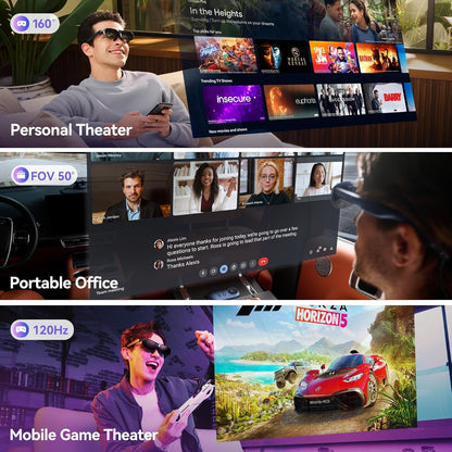 Rokid AR Joy Pack AR Glasses, Android TV Smart Glasses with 160" Micro-OLED Display, Google Play, Media Streaming, HDCP Support & Cloud Gaming, Console, iOS&Android,Windows Compatible