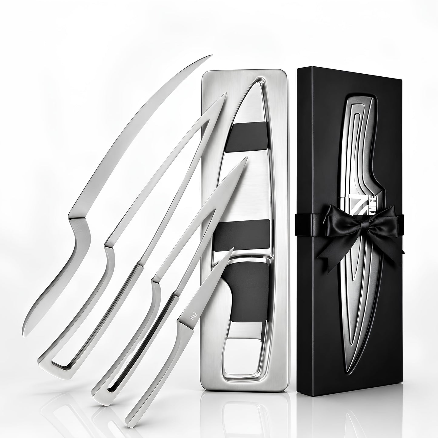 NestKnife Magnetic Kitchen Knife Set - 4 Piece VG10 High Carbon Stainless Steel Kitchen Knives with Patented Space-Saving Nesting Design & Magnetic Block - Ultra Sharp Professional Chef Knife Set