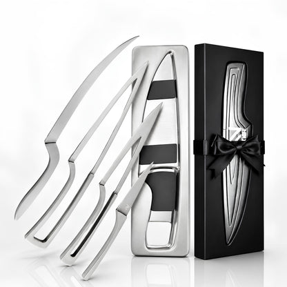 NestKnife Magnetic Kitchen Knife Set - 4 Piece VG10 High Carbon Stainless Steel Kitchen Knives with Patented Space-Saving Nesting Design & Magnetic Block - Ultra Sharp Professional Chef Knife Set