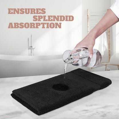 24 Pack 600 100% 12x12 Inches White Classic Wealuxe Black Washcloths - GSM Ring-Spun Cotton Wash Cloths for Showering