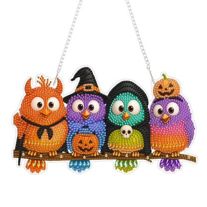 Eiflow Acrylic Diamond Art Hanging Kit for Adults Halloween Bird, DIY Thanksgiving Diamonds Painting Door Hanging Board Kit, Special Crystal Diamond Art Painting Pendant Ornament