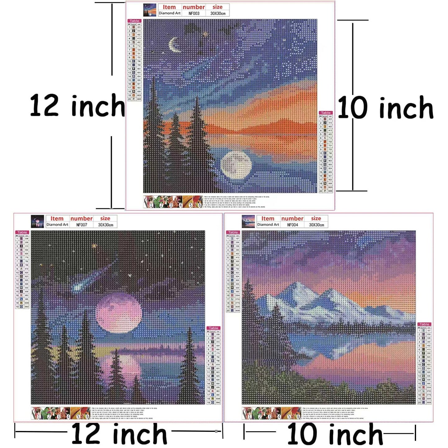 AJIDHIO 9 Pack Diamond Painting Kits for Adults, 5D Diamond Art Paint by Number, Full Drill Round Diamonds, 12x12 Inch, Nature Landscape Theme, DIY Home Wall Decor Gift