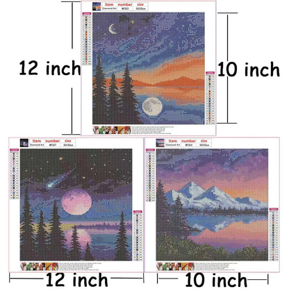 AJIDHIO 9 Pack Diamond Painting Kits for Adults, 5D Diamond Art Paint by Number, Full Drill Round Diamonds, 12x12 Inch, Nature Landscape Theme, DIY Home Wall Decor Gift