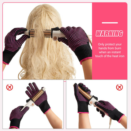 Suhine 20 Pcs Professional Heat Resistant Gloves for Hair Styling Curling Heat Resistant Work Gloves(Silicone Bumps Style)