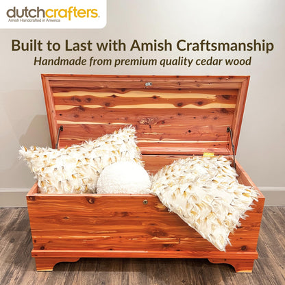 DutchCrafters Red Cedar Wood Blanket Storage for Living Room, Fully Lined Hope Chest, Bedroom Bench, Lockable Storage Box, Locking Chest with Handles and Waterfall Edge - Amish Made in USA (35" Small)