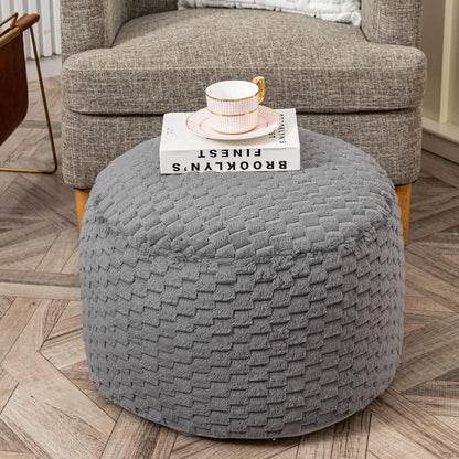 20x20x12 Inches Fur Ottoman Stool Unstuffed Footstool Cover Pouf Foot Rest Round Poof Seat Floor Bean Bag Chair