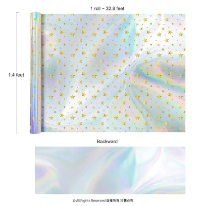 Cheerland Iridescent Gift Wrap Gold Star Holographic Wrapping Roll Foil Metallic Stars for Birthday Disco Baby Shower Celestial Starry Night Galaxy Wedding Bridal Halloween Euphoria Party Supplies