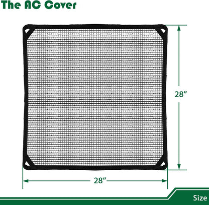 Air Conditioner Cover 28" X 28" for All Seasons, Includes Bungee Cords, Solid Black AC Compressor Condenser Top Cover