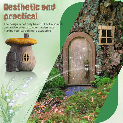 25 Pcs Unfinished Wood Fairy Door and Window Kit, Unpainted Miniature Oak Wooden Garden Doors Blank Windows for Crafts, DIY Fairy House Accessories for Wall Tree Dollhouse Decoration