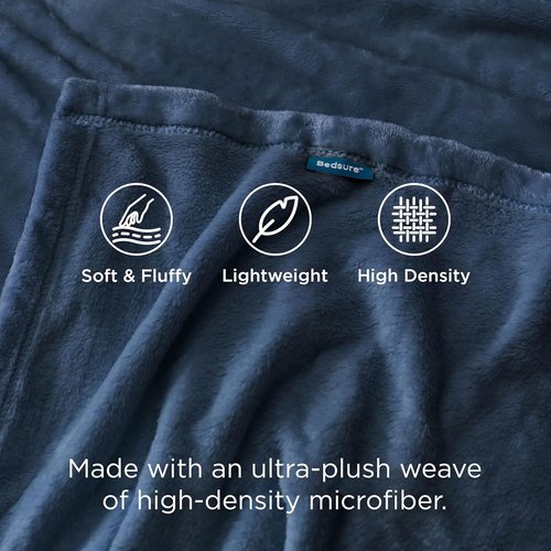 Bedsure GentleSoft Fleece Bed Blanket - Soft, Lightweight, Plush Cozy Luxury in Mineral Blue, 84x90 Inches