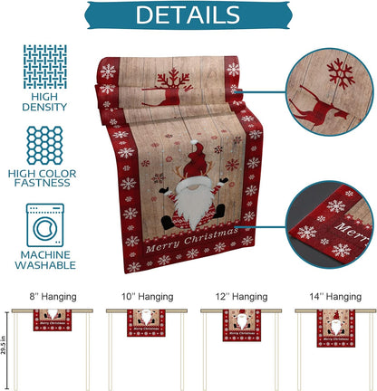 Christmas Gnome Table Runner, 13 x 70 Inch Non-Slip Dresser Scarves for Holiday Decorations