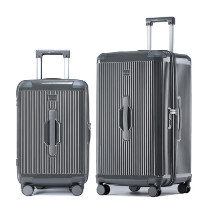 LIGHTGO 2 Piece Set Ultra-Lightweight PC+ABS Suitcase with TSA Lock & Quiet 360°Wheels, 20/26/30 Inch Expandable Luggage, Smart Organizer with Magical Divider & Waterproof Zone(Carbon Grey)