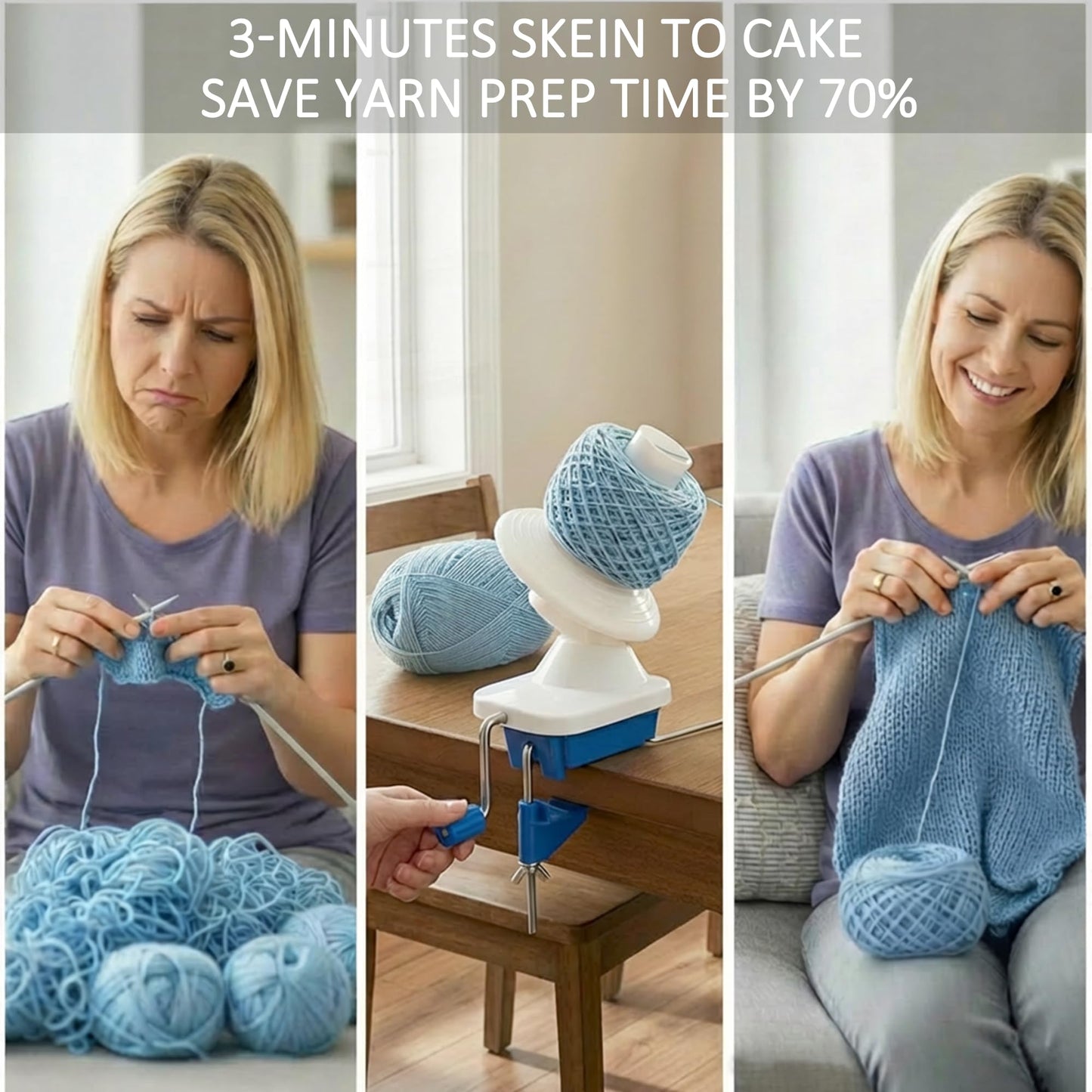 MCTOURY Yarn Ball Winder for Crocheting: Wind Weight 1-5 Lace to Bulky - 3-Minute Skein-to-Cake - Cuts Yarn Prep Time by 70% for Knitting & Crochet