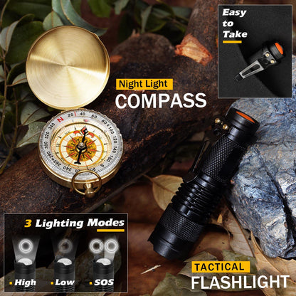 Survival Kit 14 in 1, Survival Gear and Equipment, Gifts for Men Dad Husband Him Christmas, Outdoor Fishing Hunting Camping Anniversary Birthday Gift Ideas for Boyfriend, Unique Mens Stocking Stuffers
