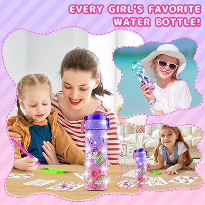 BOOH Gifts for Girls 4-12, Decorate Your Own Water Bottle Kits for Girls, Unicorn Diamond Painting Toys & Friendship Bracelet Kit, Fun Arts Crafts for Kids Ages 4-6-8-10, Birthday Gifts Toys for Kids