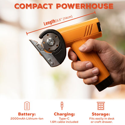 NEXFORGE Cordless Electric Box Cutter for Cardboard - Rechargeable Rotary Cardboard Cutter - Compact Electric Cutting Tool with 2000mAh Battery and Safety Guard