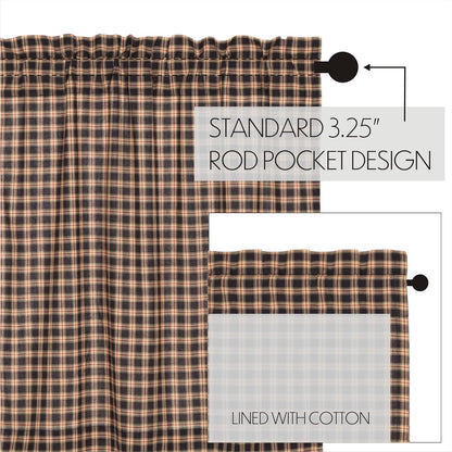 VHC Brands Bingham Star Plaid Valance, Cotton, 16x72 in Black